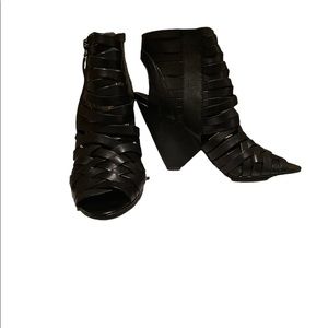 Report heeled sandals. Dark brown, size 7.5. Never worn.